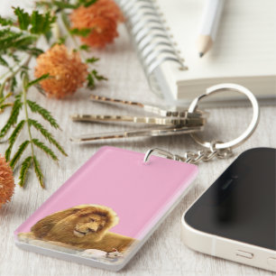 Porte-clefs Lion et agneau majestueux Faune Inspirante
