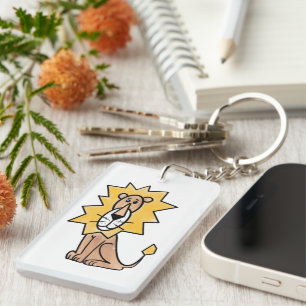 Porte-clefs lion mignon dessin animé enfants rétro safari jung