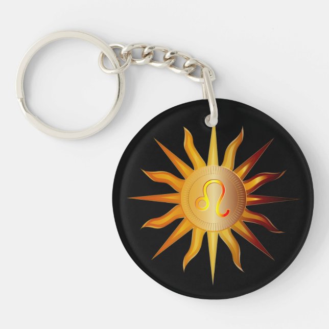 Porte-clefs Lion Soleil Signe de Feu Mois de Naissance Rouge & (Devant)