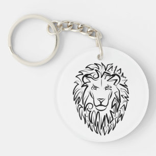 Porte-clefs Lion tribal noir et blanc