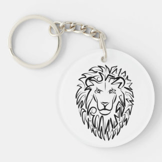 Porte-clefs Lion tribal noir et blanc