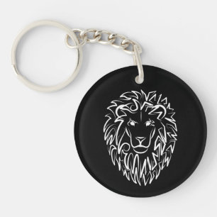 Porte-clefs Lion tribal noir et blanc