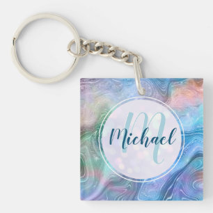 Porte-clefs Liquide personnalisé de monogramme et de nom moder