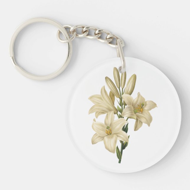 Porte-clefs lis blanc (Lilium candidum) par Redouté (Devant)