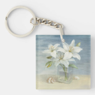 Porte-clefs Lis blancs et coquilles