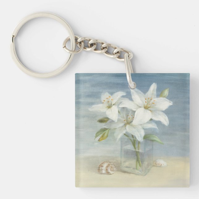Porte-clefs Lis blancs et coquilles (Devant)