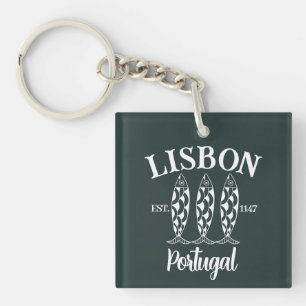 Porte-clefs Lisbonne Portugal Est Texte Blanc