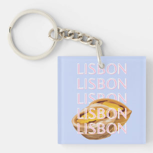 Porte-clefs Lisbonne Travel Art, Blue, Portugal, Pastel