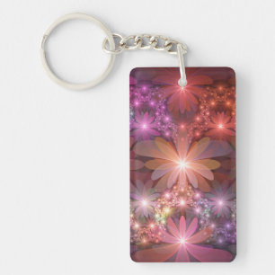 Porte-clefs Lit De Fleurs Coloré Brillant Art Fractal Abstrait