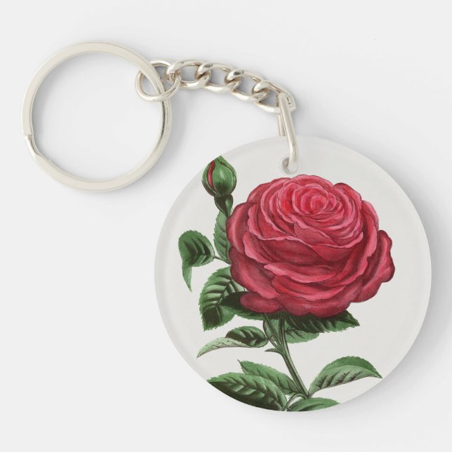 Porte-clefs Lithographie de rose antique, François-Frédéric Gr (Devant)