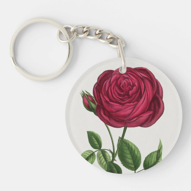 Porte-clefs Lithographie de rose antique, François-Frédéric Gr (Devant)