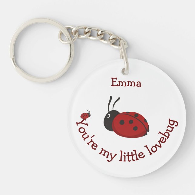 Porte-clefs Little Lovebug Cute Ladybug Quote Nom personnalisé (Devant)