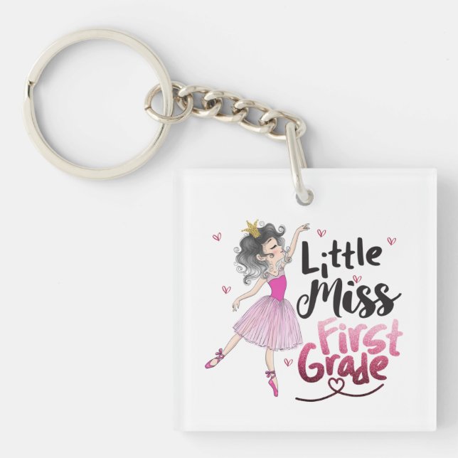 Porte-clefs Little Miss First Grade Keychain – Back to School (Devant)