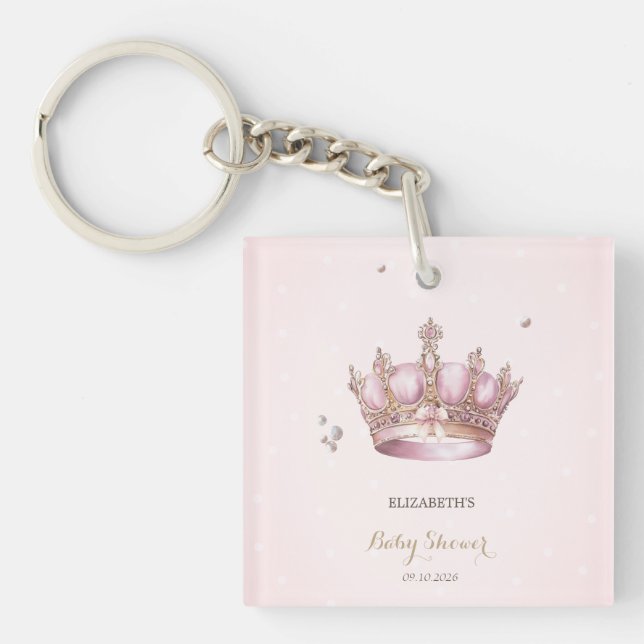 Porte-clefs Little Princess Crown Pearls Dots Baby Shower (Devant)