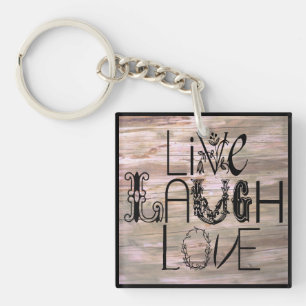 Porte-clefs Live rire amour rustique signe porte - clé
