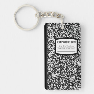Porte-clefs Livre de composition personnalisé Noir/Blanc École