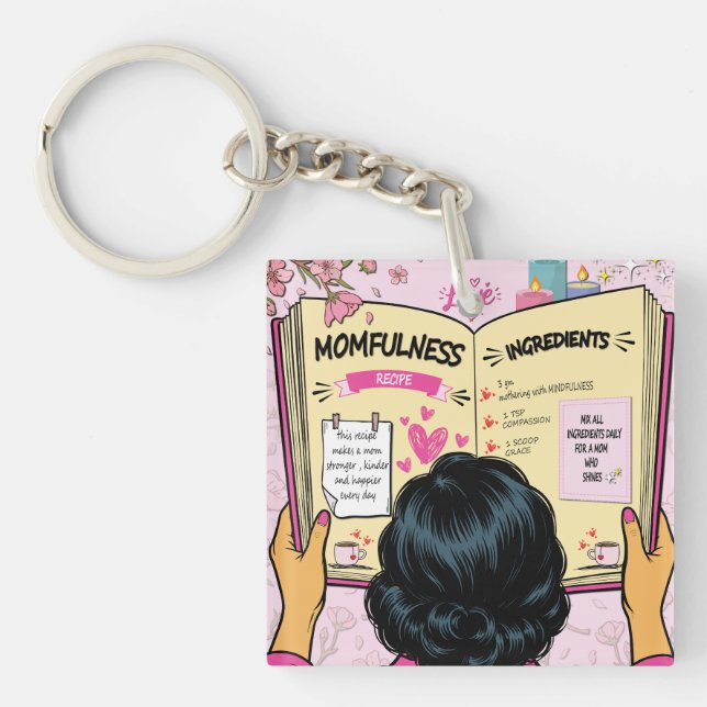 Porte-clefs Livre de recettes de pleine conscience Maman Migno (Devant)