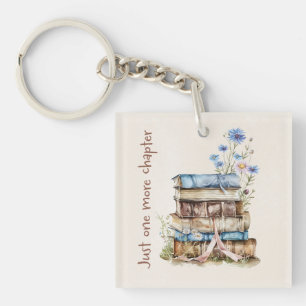 Porte-clefs Livre Lover cadeau avec Floral Book Stack
