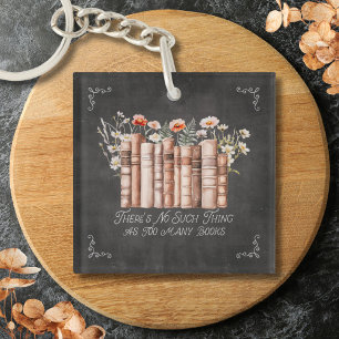Porte-clefs Livres avec Fleurs et Citation sur Tableau Noir
