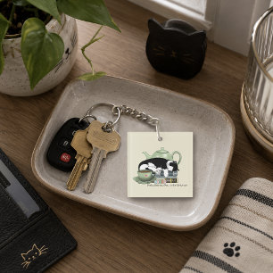 Porte-clefs Livres Confortables Chat Smoking Thé Mignon Théièr