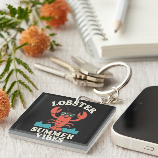Porte-clefs Lobster Summer Vibes – Cute Coastal Crab (Devant Droit)