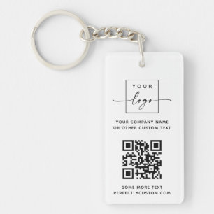 Porte-clefs Logo 3 QR codes texte personnalisé blanc ou couleu