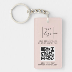 Porte-clefs Logo 3 QR codes texte personnalisé clair rose