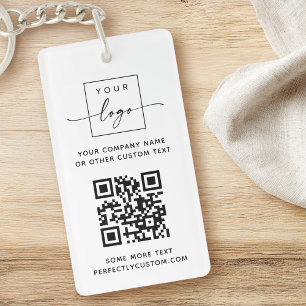 Porte-clefs Logo code QR texte personnalisé blanc ou couleur