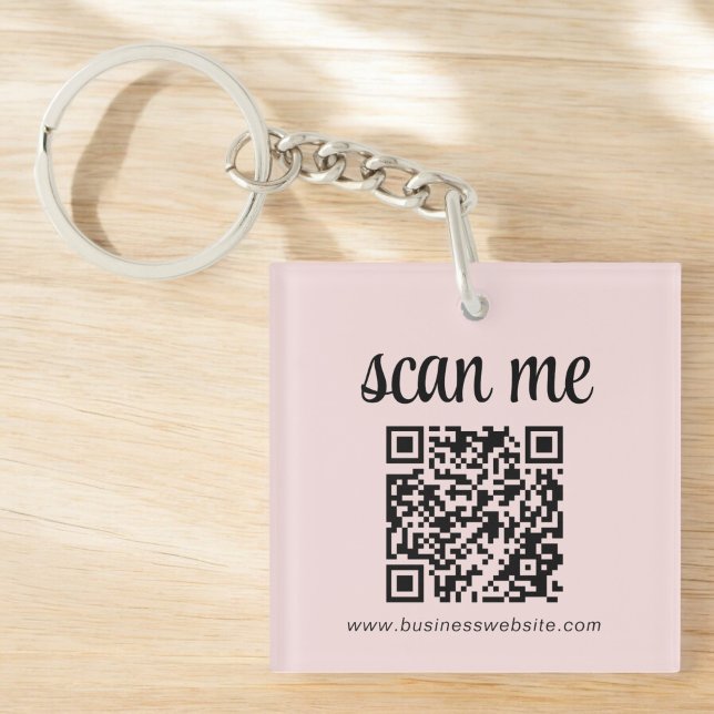 Porte-clefs Logo commercial de code QR rose promotionnel (Créateur téléchargé)