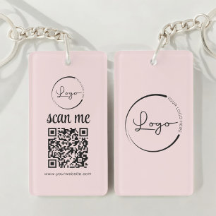 Porte-clefs Logo commercial de code QR rose promotionnel