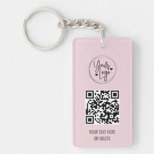 Porte-clefs Logo de code QR rose pâle Porte - clé d'entrepri
