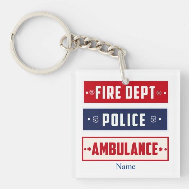 Porte-clefs Logo de l'ambulance de police des incendies Thunde (Devant)