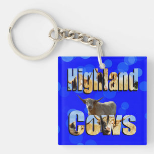 Porte-clefs Logo de l'image du nom des vaches Highland
