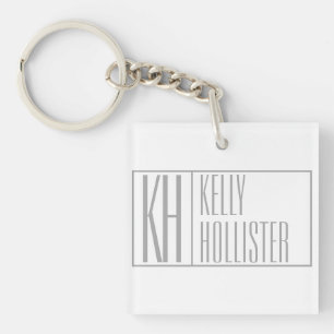 Porte-clefs Logo de noms et initiales gris moderne