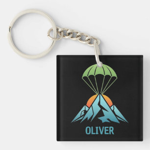 Porte-clefs Logo de parachute minimaliste de montagne