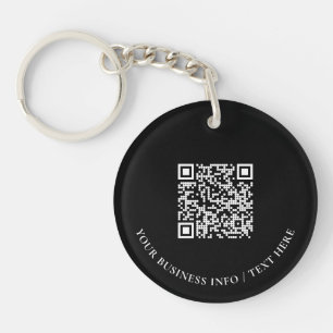 Porte-clefs Logo de société noir simple Code QR promotionnel