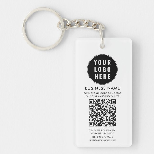 Porte-clefs Logo d'entreprise et QR Code Moderne (Devant)