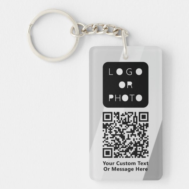 Porte-clefs Logo d'entreprise gris Code QR Photo Simple Clé de (Devant)