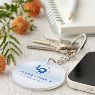 Porte-clefs Logo d'entreprise Minimaliste bleu Employé Perso
