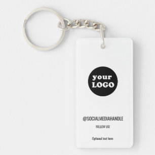 Porte-clefs Logo d'entreprise personnalisé blanc minimaliste