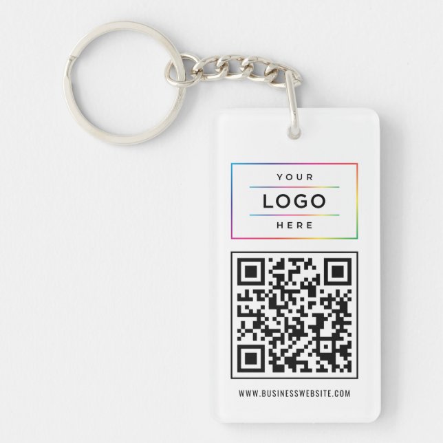 Porte-clefs Logo d'entreprise personnalisé et code QR de site  (Devant)