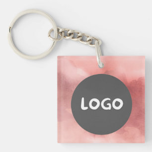 Porte-clefs Logo d'entreprise Rose défraîchi et QR double face