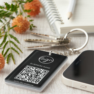 Porte-clefs Logo d'entreprise simple Code QR noir