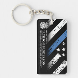 Porte-clefs Logo du département de police Thin Blue Line