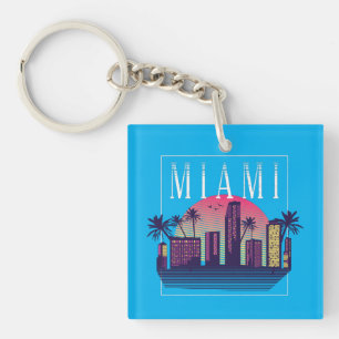Porte-clefs Logo élégant de Miami Florida Retro City