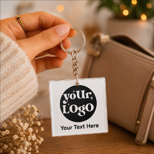 Porte-clefs Logo et texte minimaliste Entreprise