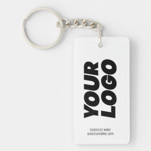 Porte-clefs Logo et texte personnalisés en blanc
