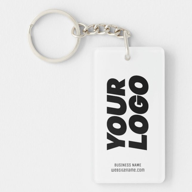 Porte-clefs Logo et texte personnalisés en blanc (Devant)