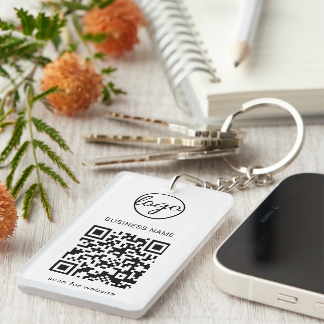 Porte-clefs Logo moderne simple QR Code Entreprise (Devant droit)