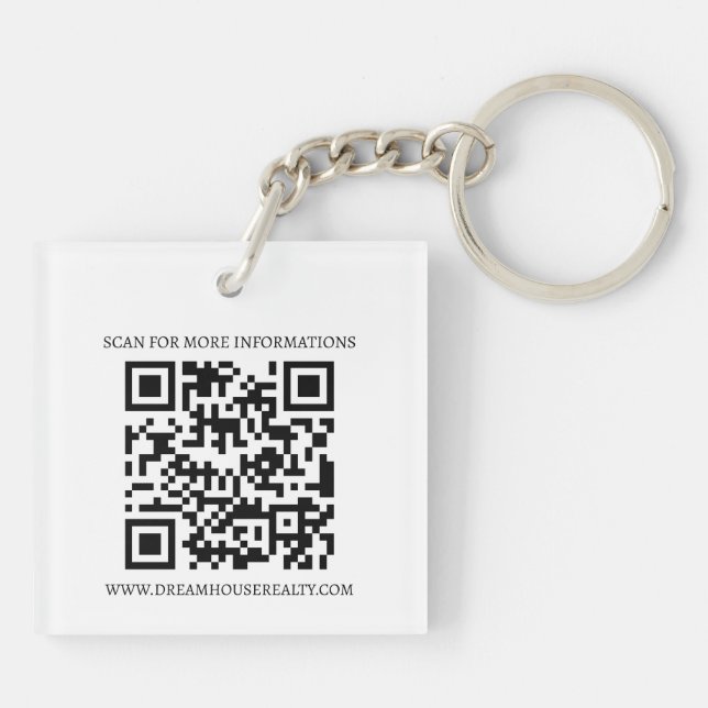 Porte-clefs Logo personnalisé et code QR Immobilier (Dos)